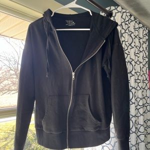 Women time and tru black zip up with drawstring